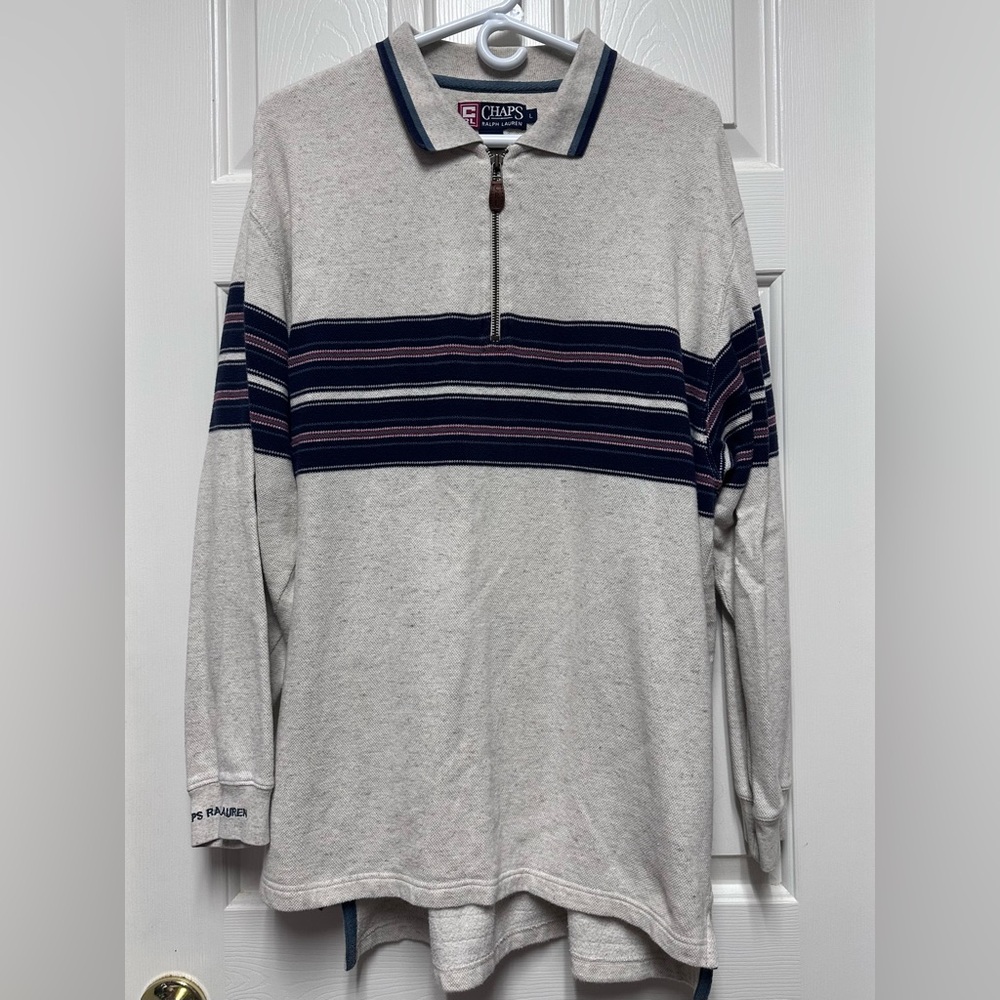 CHAPS Ralph Lauren Vintage Cotton Golf Zip Pull Over Men's Size L